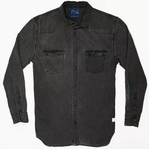 Zara Man XL Denim Pearl Snap Western Shirt